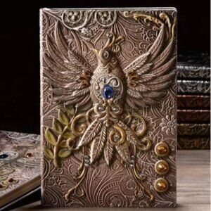 Vintage Phoenix Bird 3D Jeweled Diary Notebook